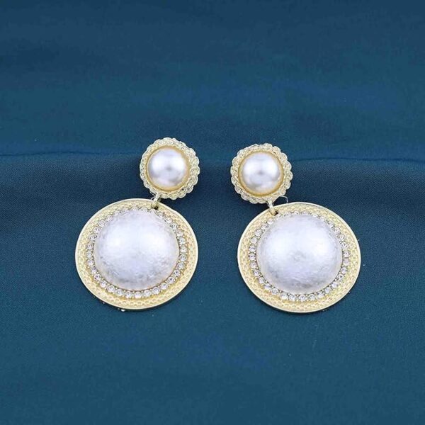 Arzonai Elegant Geometric Pearls Stud Earrings for Women Girls